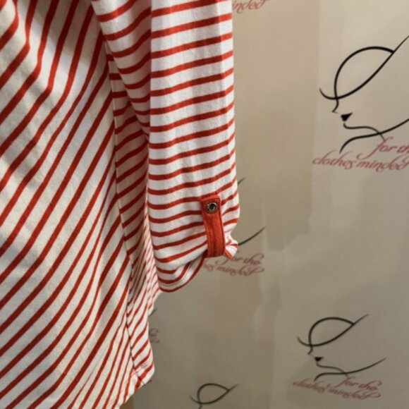 Zenergy Chico's. Size 1 M. Cotton Blend. Stretch Knit Stripe White Red. B128 - Picture 3 of 5